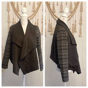 forever 21 jacket sweater sleeve contemporary woven open style cardigan green XS